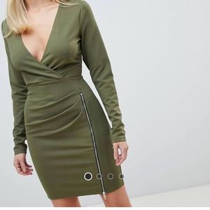 ASOS green dress with zip side